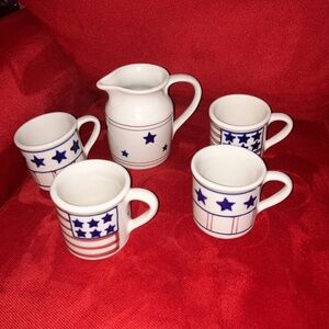Stars & Stripes Pitcher w/4 mugs